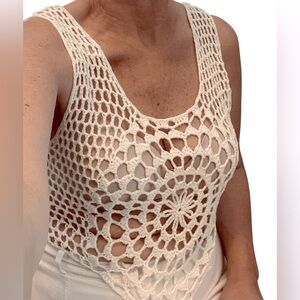 Rebellion White Crochet Top MEDIUM EUC